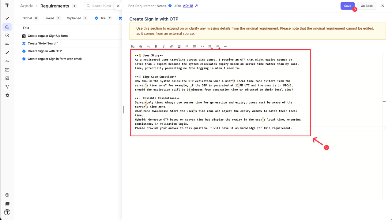 Testomat.io - Edit Linked Requirements