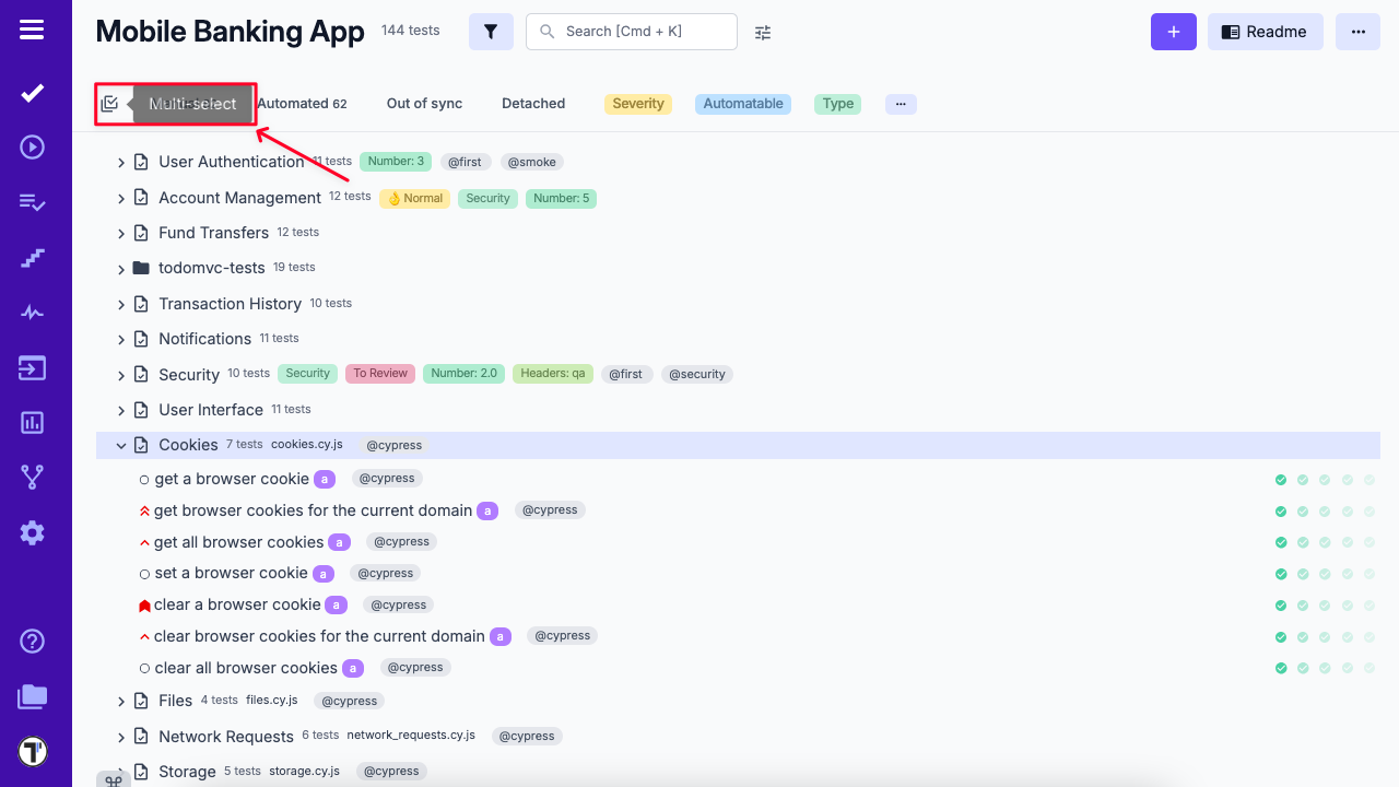 Testomat.io - Multiselection button